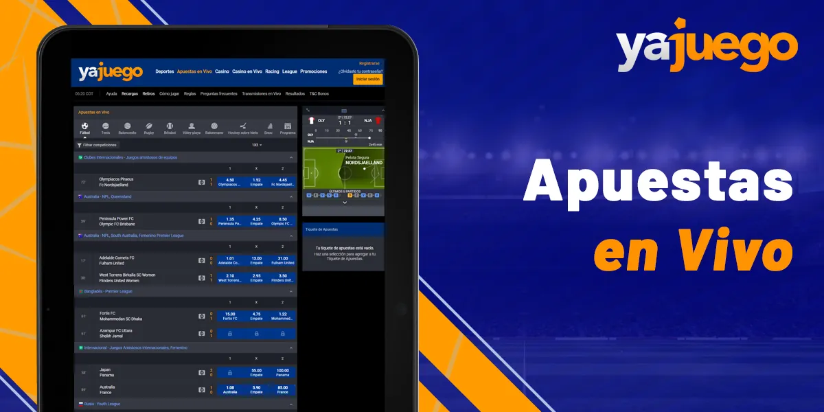 Características de las apuestas en directo en el sitio de la casa de apuestas Yajuego colombia