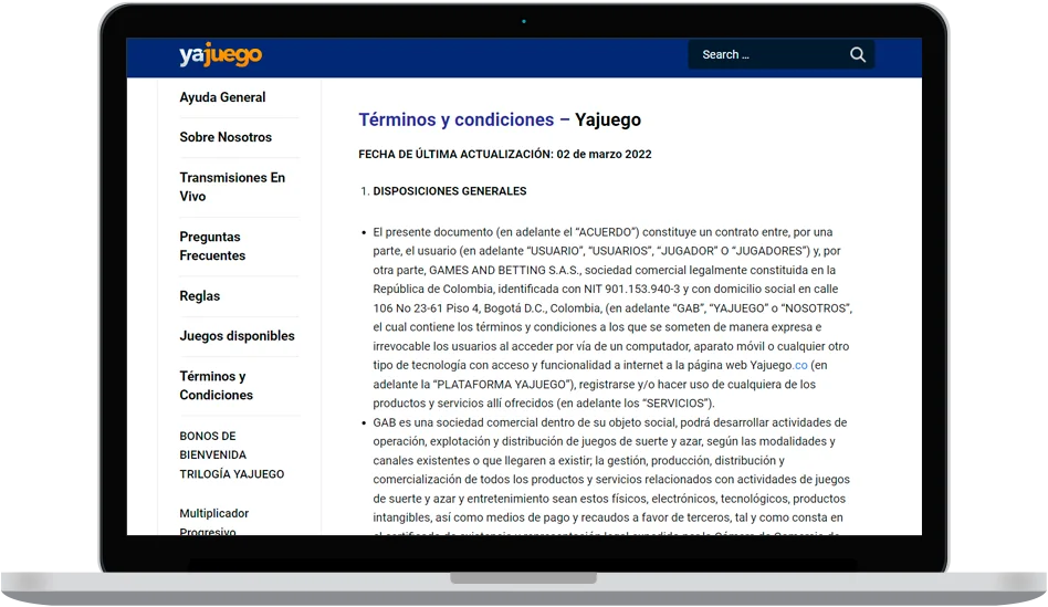 Términos y Condiciones de Yajuego